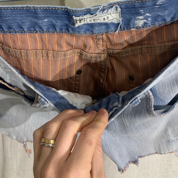FREE PEOPLE Destroyed Denim Jean Shorts - Picture 5 of 6